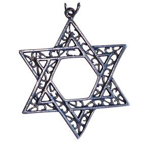 Star Of David Filigree Design Metal Pendant Necklace Jewelry Accessory